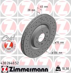 ZIMMERMANN ΔΙΣ/ΚΕΣ ΤΡΥΠΗΤΕΣ SPORT OPEL ZIMMERMANN 430.2640.52