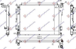 Ψυγείο Νερού 2.0-2.4 Βενζίνη (Αυτόματο Σασμάν) (63.5x48x1.6) Hyundai Sonata 2011-2015