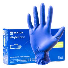 Amio - ΓΑΝΤΙΑ ΝΙΤΡΙΛΙΟΥ MERCATOR NITRYLEX BASIC ΣΕ ΜΠΛΕ ΧΡΩΜΑ SMALL (S) - 100 ΤΕΜ. (MER02956/AM)