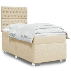 ΚΡΕΒΑΤΙ BOXSPRING ΜΕ ΣΤΡΩΜΑ ΚΡΕΜ 90X190 ΕΚ.ΥΦΑΣΜΑΤΙΝΟ 3290355