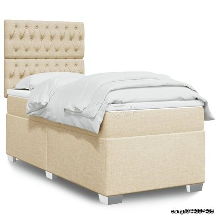 ΚΡΕΒΑΤΙ BOXSPRING ΜΕ ΣΤΡΩΜΑ ΚΡΕΜ 90X190 ΕΚ.ΥΦΑΣΜΑΤΙΝΟ 3290355