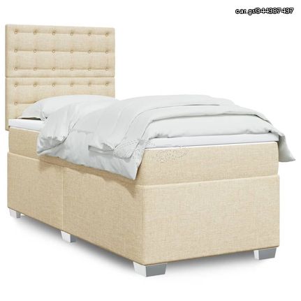 ΚΡΕΒΑΤΙ BOXSPRING ΜΕ ΣΤΡΩΜΑ ΚΡΕΜ 90X190 ΕΚ.ΥΦΑΣΜΑΤΙΝΟ 3290362