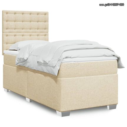 ΚΡΕΒΑΤΙ BOXSPRING ΜΕ ΣΤΡΩΜΑ ΚΡΕΜ 100 X 200 ΕΚ. ΥΦΑΣΜΑΤΙΝΟ 3290418