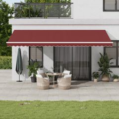 vidaXL Τέντα Πτυσσόμενη Χειροκίνητη Μπορντό 600x350 εκ.