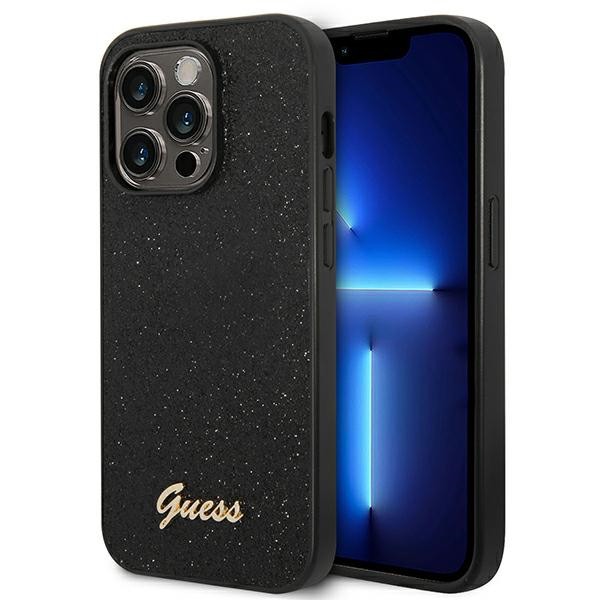 Guess Glitter Script Case for iPhone 14 Pro - Black