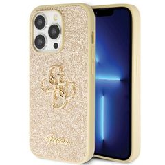 Guess GUHCP14LHG4SGD case for iPhone 14 Pro - gold Glitter Script Big 4G