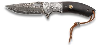 ΣΟΥΓΙΑΣ Albainox Damascus penknife. Ornated steel bolster, 8.50cm, 18925