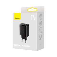 Φορτιστής Baseus 17W Quick Charge με 3xUSB-A - Μαύρο (Compact)-thumb-1