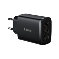 Φορτιστής Baseus 17W Quick Charge με 3xUSB-A - Μαύρο (Compact)