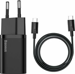 Baseus Φορτιστής με Θύρα USB-C και Καλώδιο USB-C 25W 1m (Super Si) - Μαύρο
