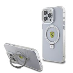 Ferrari Magsafe Ringstand Case – Θήκη προστασίας από σκληρό πλαστικό για iPhone 15 Pro Max Silver – FEHMP15XUSCAS