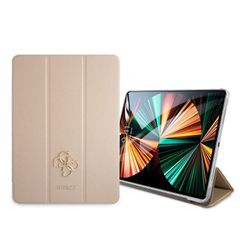 Guess 4G Logo Saffiano Collection Book Cover Θήκη κατάλληλη για Apple iPad Pro 2021 12,9" Gold - GUIC12PUSASGO