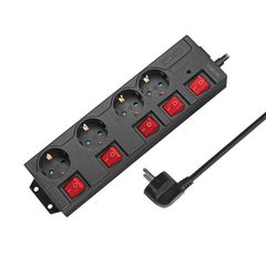Logilink LPS251 Πολύπριζο 4 Θέσεων με Διακόπτη 1,5m - Μαύρο