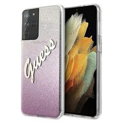 Guess Glitter Gradient Script Logo Θήκη προστασίας από σιλικόνη – Samsung Galaxy S21 Ultra Pink/Glitter