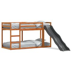 vidaXL Κουκέτα με Τσουλήθρα/Σκάλα Καφέ 80x200εκ. από Μασίφ Ξύλο Πεύκου-thumb-1