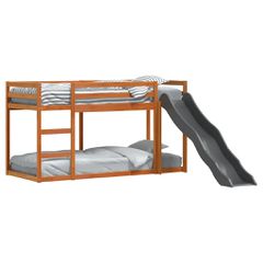 vidaXL Κουκέτα με Τσουλήθρα/Σκάλα Καφέ 80x200εκ. από Μασίφ Ξύλο Πεύκου-thumb-2