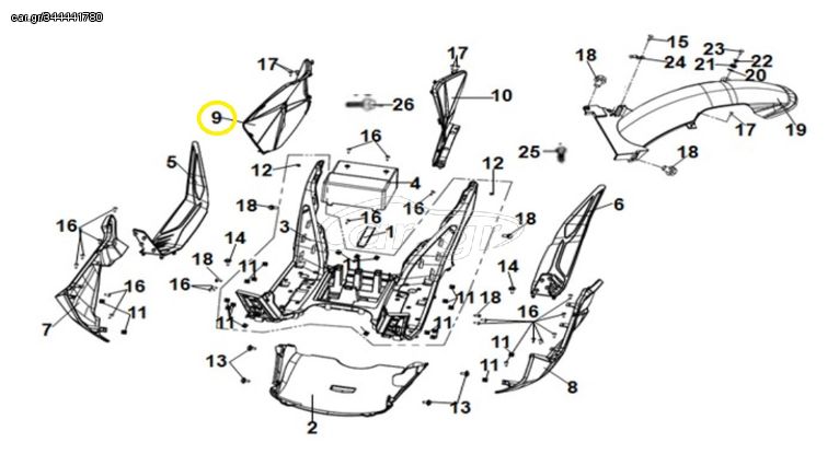 Καρίνα Δεξιά Sym Jet-x 125 Lc Abs E5 83530-XN1-000-VN