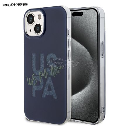 U.S. Polo Assn. Hard Case IML Glitter Script – Θήκη προστασίας από σιλικόνη iPhone 15 Navy – USHCP15SUGLV