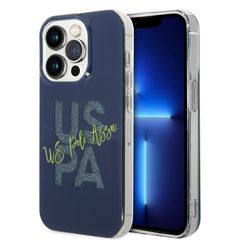 U.S. Polo Assn. Hard Case IML Glitter Script – Θήκη προστασίας από σιλικόνη iPhone 15 Pro Navy – USHCP15LUGLV