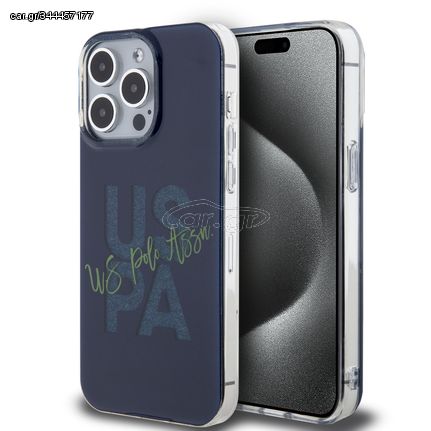 U.S. Polo Assn. Hard Case IML Glitter Script – Θήκη προστασίας από σιλικόνη iPhone 15 Pro Max Navy – USHCP15XUGLV