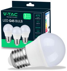 V-TAC LED Λάμπα E27 4.5W G45 6500K (Κουτί 3 τεμάχια)