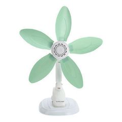 Ανεμιστήρας επιτραπέζιος Φ34cm 220V 12W με μανταλάκι και 5 μαλακές φτερωτές σε λευκό-μέντα χρώμα