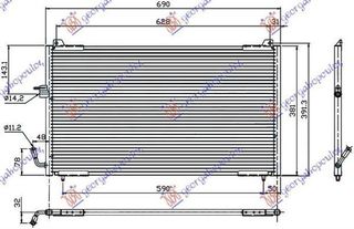 Ψυγείο A/C [1999 Και Μετά] Βενζίνη/Πετρέλαιο (65x38) (Πλακάκι/Ρακόρ) Peugeot 406 Coupe 1996-2005