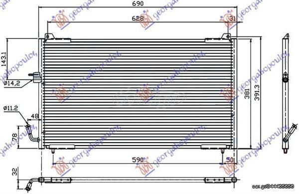 Ψυγείο A/C [1999 Και Μετά] Βενζίνη/Πετρέλαιο (65x38) (Πλακάκι/Ρακόρ) Peugeot 406 Coupe 1996-2005