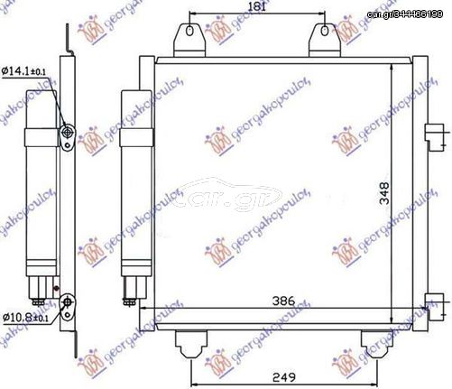 Ψυγείο A/C 1.0 i 12V/1.4 HDi (35x36x1.6) Peugeot 107 2006-2012