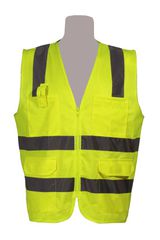 Γιλέκο υψηλής ευκρίνειας με φερμουάρ και τσέπες | 051 Fluo Yellow