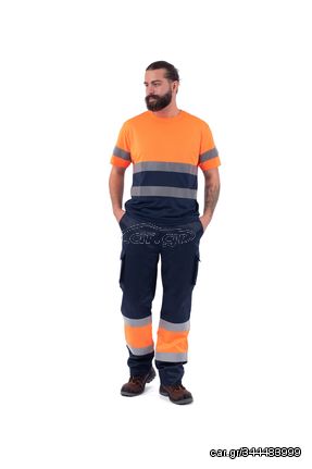 Ανδρικό κοντομάνικο μακό | DELTA | L Α9310 Fluo Orange/Navy