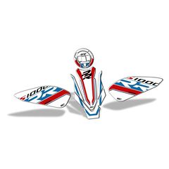 GPK σετ 3D προστατευτικά ρεζερβουάρ για BMW S1000RR 2019-2026 λευκό-κόκκινο-μπλε
