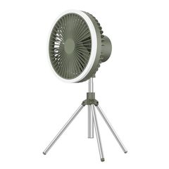 DQ216 10000mAh Outdoor Portable Liftable Swivel Head Camping Fan Tent Hanging Vertical Colorful Light with Remote Control(Avocado Green)