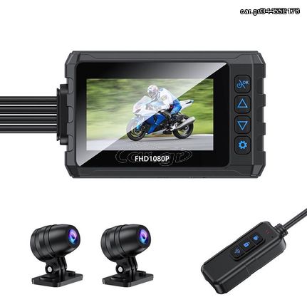 Built-in GPS Wireless WiFi Rainproof 1080P Double Recording Motorcycle Driving Recorder(Black)