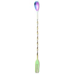 Large 410 Stainless Steel Double Head Spoon Thread Cocktail Mixing Spoon, Color: Colorful