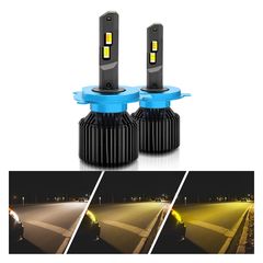 P14 1 Pair H4 / 9003 DC10-32V / 20W / 6000K / 2000LM IP68 Waterproof Car LED Tri-color Headlight