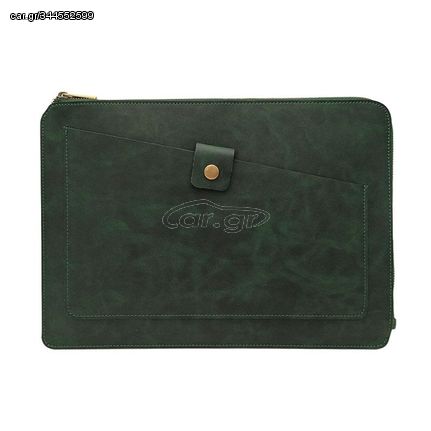 11.6 inch Genuine Leather Zipper Laptop Tablet Bag, For Macbook, Samsung, Lenovo, Sony, DELL Alienware, CHUWI, ASUS, HP 11.6 inch and Below Laptop (Dark Green)