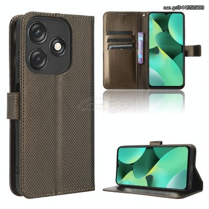 For Tecno Spark 10C Diamond Texture Leather Phone Case(Brown)