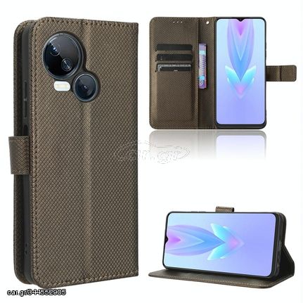 For Tecno Spark 10 5G Diamond Texture Leather Phone Case(Brown)