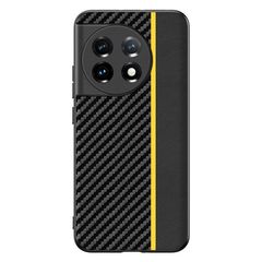 For OnePlus 11 Ultra-thin Carbon Fiber Texture Printing Phone Case(Black Yellow)