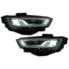 Μπροστινά Φανάρια Set Για Audi A3 8V 16-18 DRL Full Led & Led Signal Μαύρα Upgrade Από Εργοστασιακό Xenon Carner