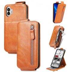 For Nothing Phone 2 Zipper Wallet Vertical Flip Leather Phone Case(Brown)