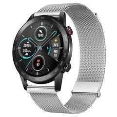 For Honor Magic Watch2 46mm Milan Double Magnetic Steel Mesh Watch Band(Silver)