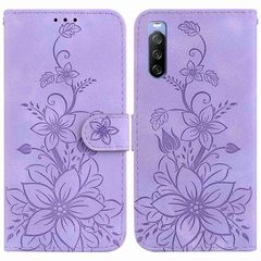 For Sony Xperia 10 III Lily Embossed Leather Phone Case(Purple)