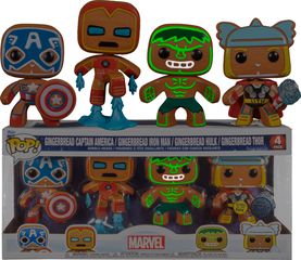 MARVEL - Holiday Gingerbread - 4 Pack Funko Pop GITD SPECIAL EDITION-thumb-2