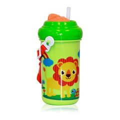 Αξεσουάρ Υδροδοσία Παγούρι LORELLI Toddler Sipper Zoo κρεμαστό με καλαμάκι 6+ months (BPA free) - Πράσινο