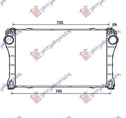 Ψυγείο Intercooler 2.0-2.2 D-4D (69x36.7x2.6) (Κολάρα Κουμπωτό/Σφικτήρα) Toyota Auris 2010-2012