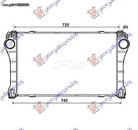 Ψυγείο Intercooler 2.0-2.2 D-4D (69x36.7x2.6) (Κολάρα Κουμπωτό/Σφικτήρα) Toyota Avensis 2012-2015