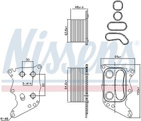 Ψυγείο λαδιού, λάδι κινητήρα NISSENS 90991 Citroen C4 Grand SpaceTourer 1600cc THP 165ps 2018-Σήμερα (1103P7,1103S8,1103T5,11427546279,11427552687)