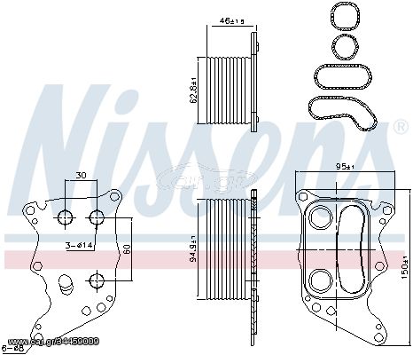 Ψυγείο λαδιού, λάδι κινητήρα NISSENS 90991 Citroen C4 Grand SpaceTourer 1600cc THP 165ps 2018-Σήμερα (1103P7,1103S8,1103T5,11427546279,11427552687)